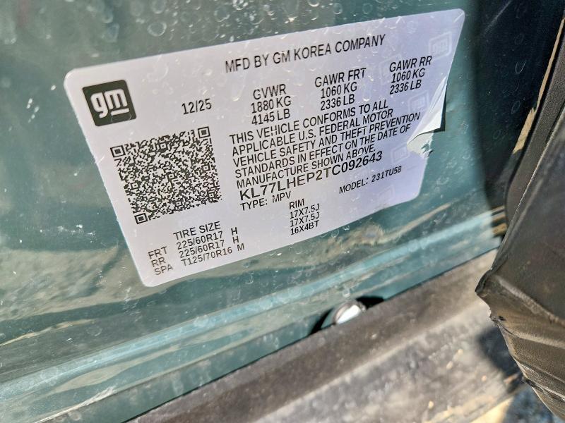 63265506 :رقم المزاد ، KL77LHEP2TC092643 vin ، 2026 Chevrolet Trax مزاد بيع