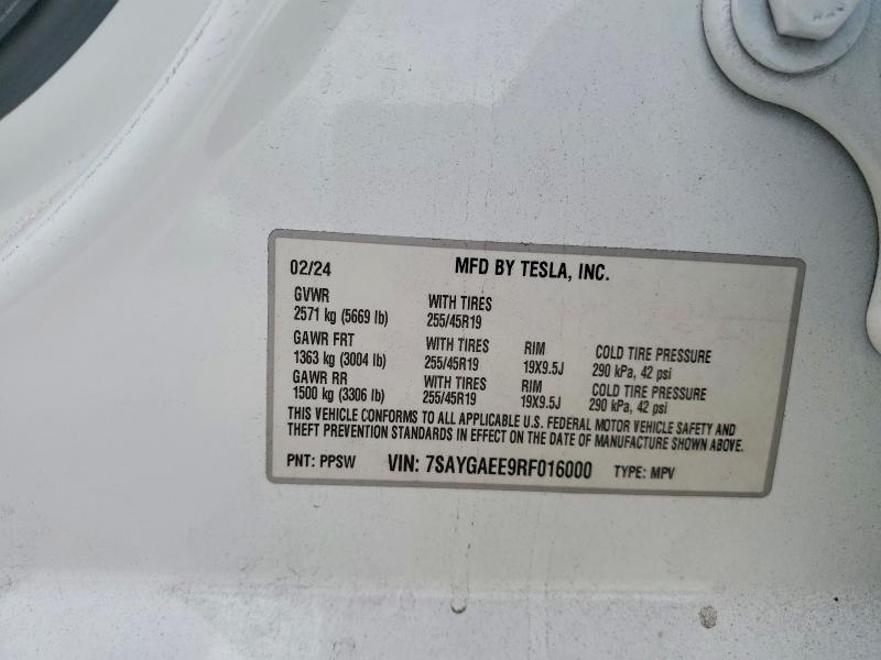 Auction sale of the 2024 Tesla Model Y, vin: 7SAYGAEE9RF016000, lot number: 59368386