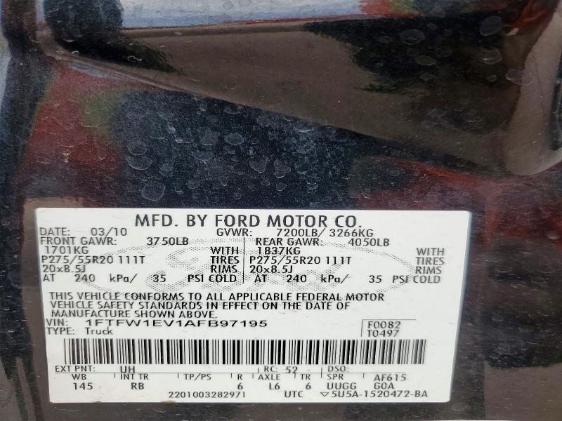 Aukcja sprzedaży 2010 Ford F150, vin: 1FTFW1EV1AFB97195, numer aukcji: 60527716
