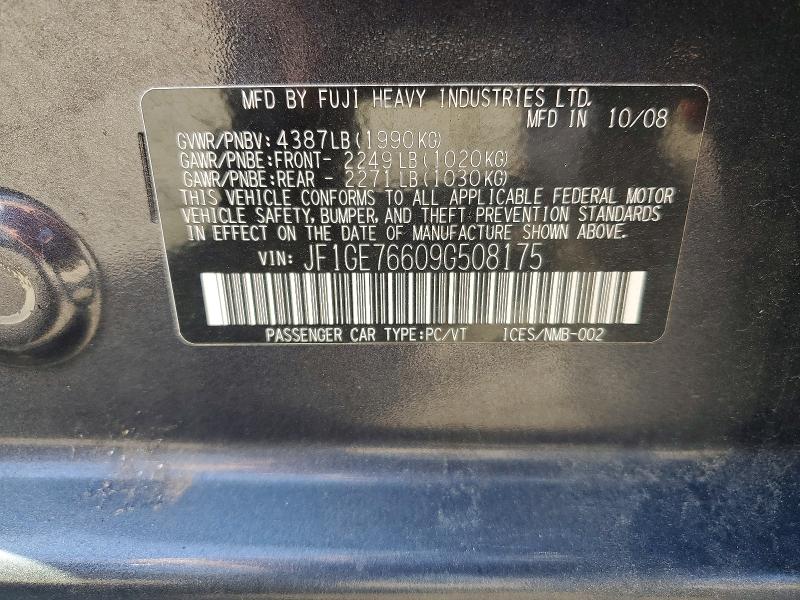 2009 Subaru Impreza 4d 4wd მანქანა იყიდება აუქციონზე, vin: JF1GE76609G508175, აუქციონის ნომერი: 61934376