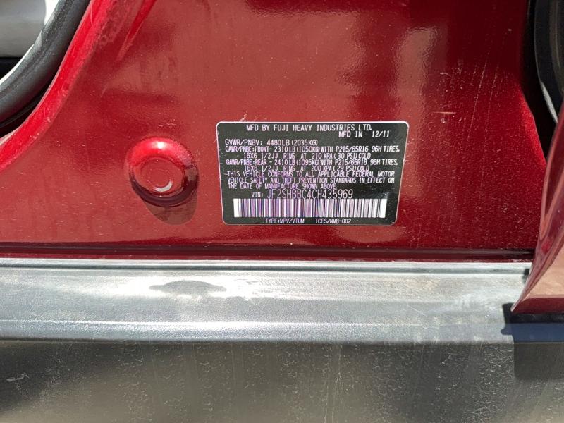 Продажа на аукционе авто 2012 Subaru Forester, vin: JF2SHBBC4CH435969, номер лота: 59849566