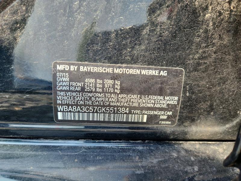 2016 Bmw 320 მანქანა იყიდება აუქციონზე, vin: WBA8A3C57GK551384, აუქციონის ნომერი: 62932506