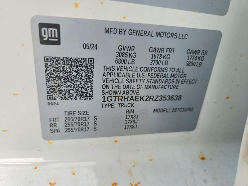 Aukcja sprzedaży 2024 Gmc Sierra, vin: 1GTRHAEK2RZ353638, numer aukcji: 60915476