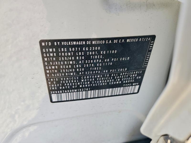 Продажа на аукционе авто 2024 Volkswagen Tiguan, vin: 3VV4B7AX0RM152761, номер лота: 62695776