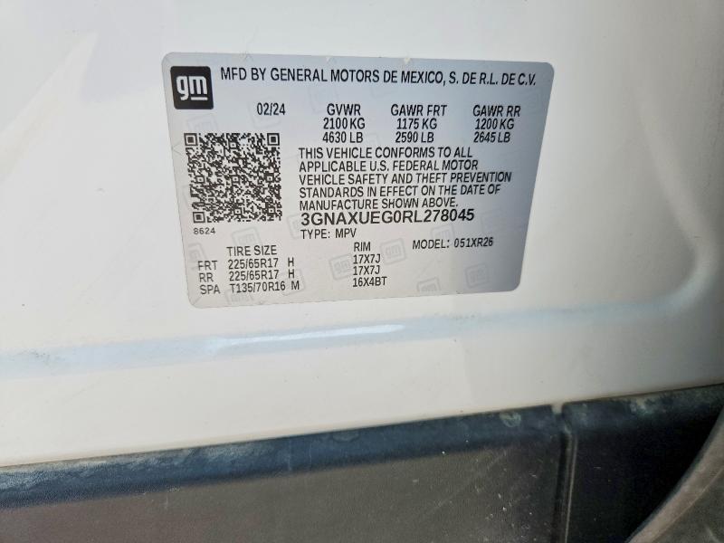 Продажа на аукционе авто 2024 Chevrolet Equinox, vin: 3GNAXUEG0RL278045, номер лота: 60608106
