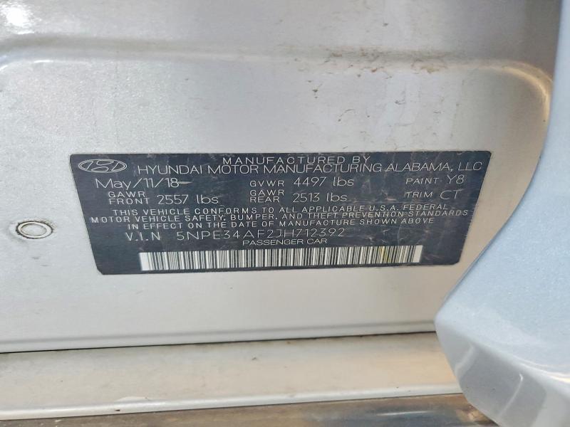 2018 Hyundai Sonata მანქანა იყიდება აუქციონზე, vin: 5NPE34AF2JH712392, აუქციონის ნომერი: 61395816