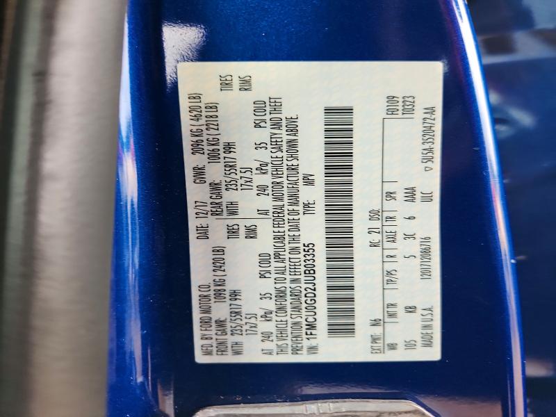 Продажа на аукционе авто 2018 Ford Escape, vin: 1FMCU0GD2JUB03355, номер лота: 61603026