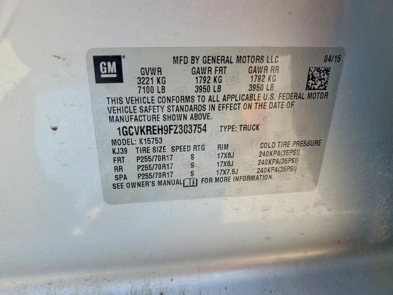 63216506 :رقم المزاد ، 1GCVKREH9FZ303754 vin ، 2015 Chevrolet Silverado مزاد بيع