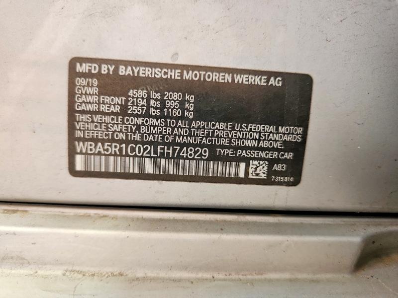 58771796 :رقم المزاد ، WBA5R1C02LFH74829 vin ، 2020 Bmw 330i مزاد بيع