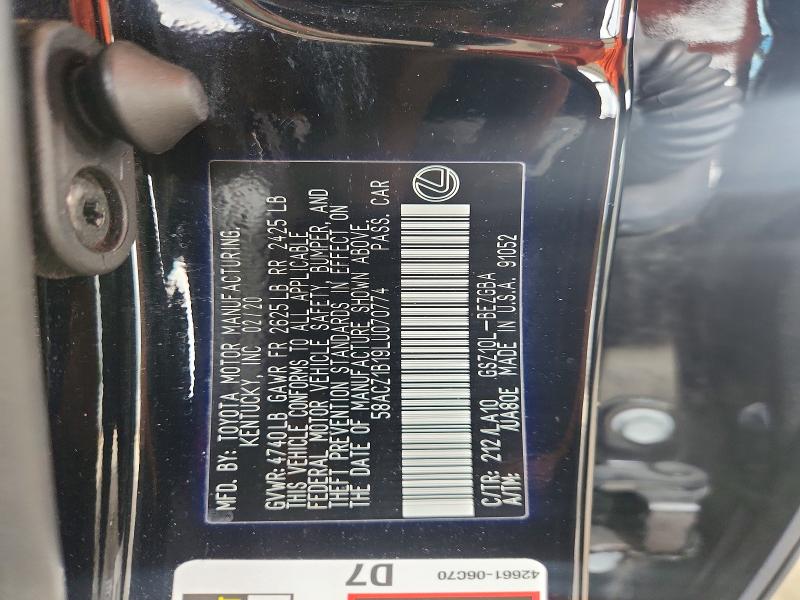 2020 Lexus Es 350 მანქანა იყიდება აუქციონზე, vin: 58ACZ1B19LU070774, აუქციონის ნომერი: 60000236