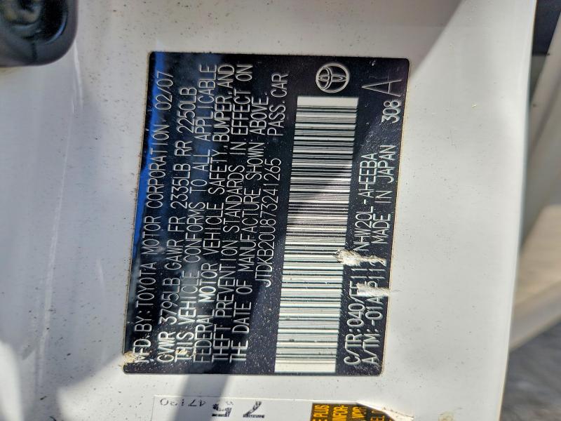 60683466 :رقم المزاد ، JTDKB20U873241265 vin ، 2007 Toyota Prius مزاد بيع