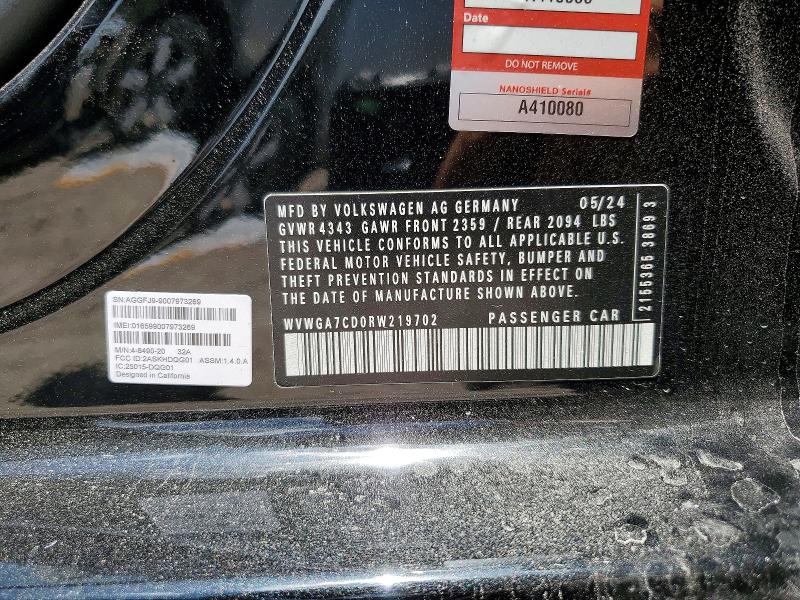 Aukcja sprzedaży 2024 Volkswagen Gti, vin: WVWGA7CD0RW219702, numer aukcji: 60298826
