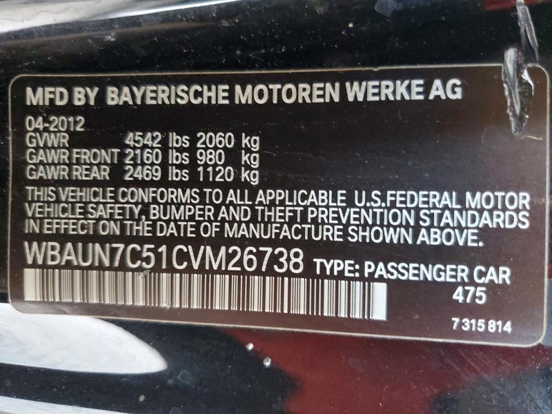 60891936 :رقم المزاد ، WBAUN7C51CVM26738 vin ، 2012 Bmw 135 مزاد بيع