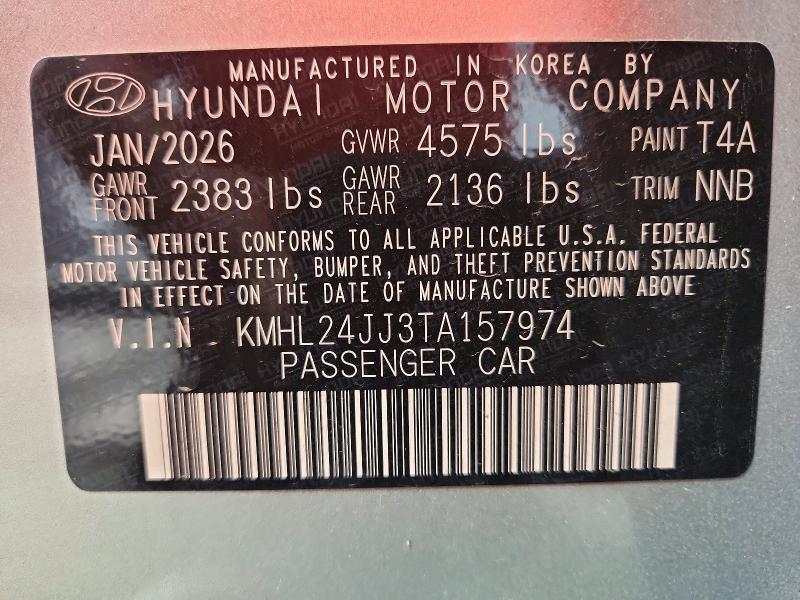 61894716 :رقم المزاد ، KMHL24JJ3TA157974 vin ، 2026 Hyundai Sonata Hybrid مزاد بيع