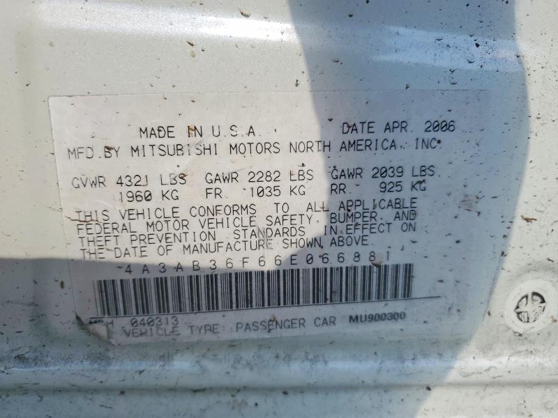 60122326 :رقم المزاد ، 4A3AB36F66E066881 vin ، 2006 Mitsubishi Galant مزاد بيع
