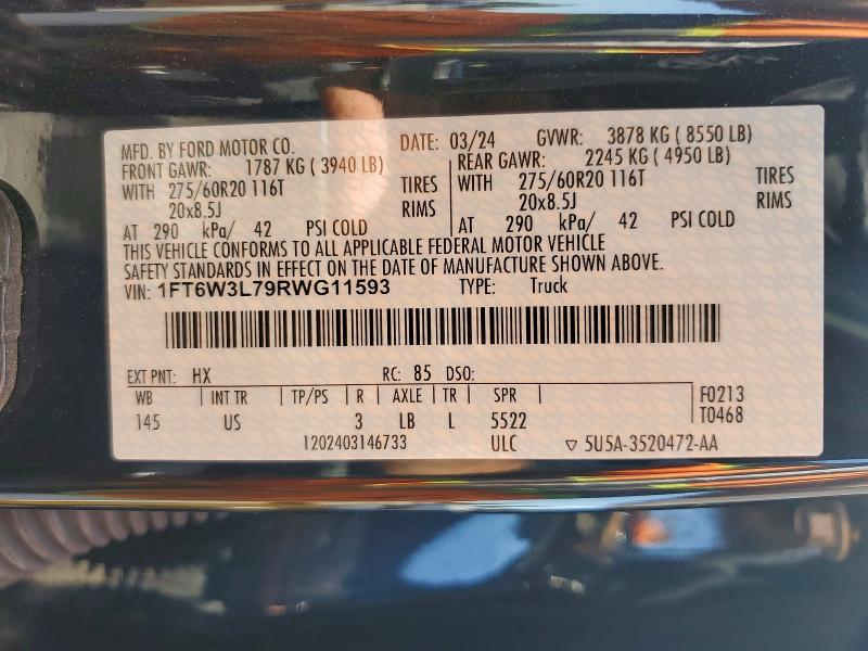 Продажа на аукционе авто 2024 Ford F150, vin: 1FT6W3L79RWG11593, номер лота: 60866876