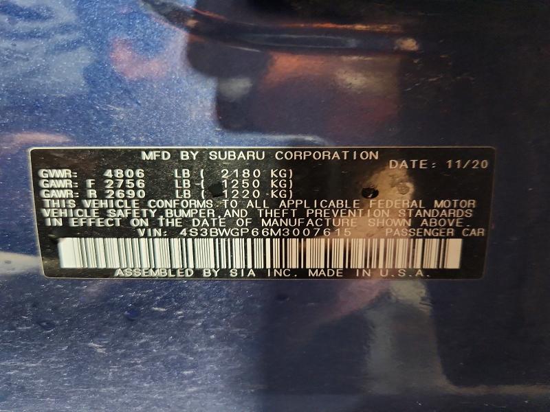 Продаж на аукціоні авто 2021 Subaru Legacy, vin: 4S3BWGP66M3007615, номер лоту: 61410806