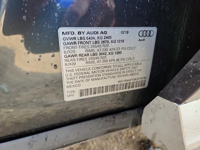 59570976 :رقم المزاد ، WA1BNAFY3K2070154 vin ، 2019 Audi Q5 مزاد بيع