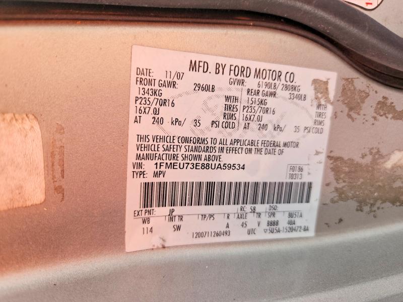 2008 Ford Explorer მანქანა იყიდება აუქციონზე, vin: 1FMEU73E88UA59534, აუქციონის ნომერი: 61665136