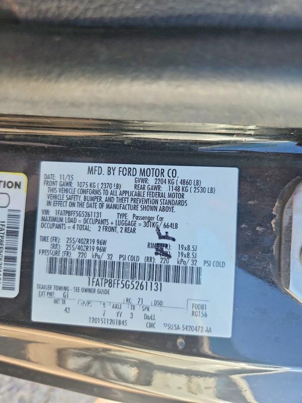 Продаж на аукціоні авто 2016 Ford Mustang, vin: 1FATP8FF5G5261131, номер лоту: 61636696