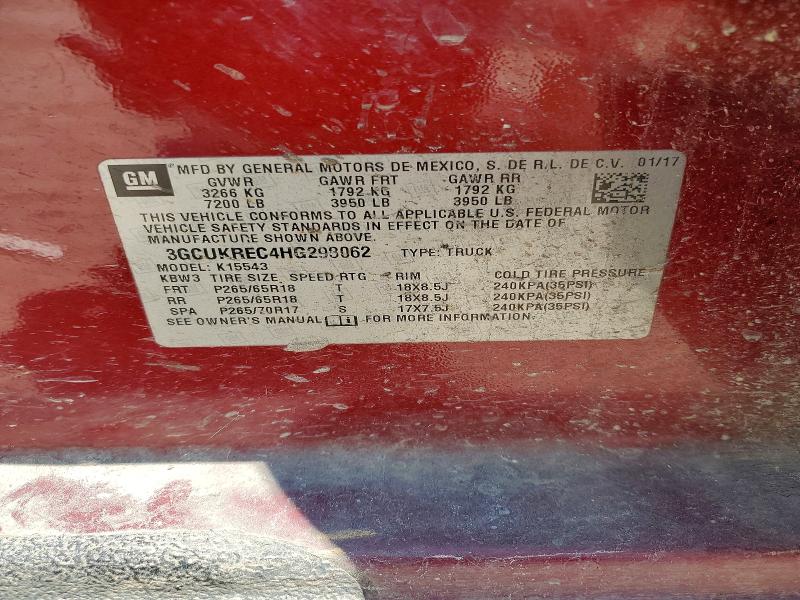 Продаж на аукціоні авто 2017 Chevrolet Silverado, vin: 3GCUKREC4HG298062, номер лоту: 57936906