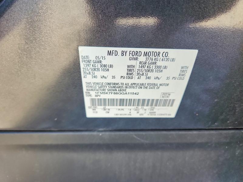 Aukcja sprzedaży 2016 Ford Explorer, vin: 1FM5K7F88GGA11542, numer aukcji: 62610146