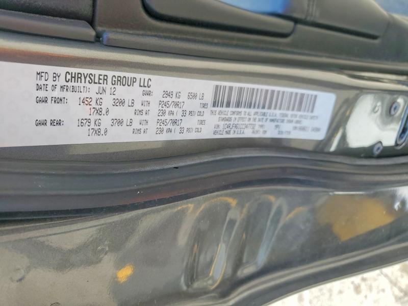 2012 Jeep Grand Cherokee მანქანა იყიდება აუქციონზე, vin: 1C4RJFAG1CC347732, აუქციონის ნომერი: 60064486