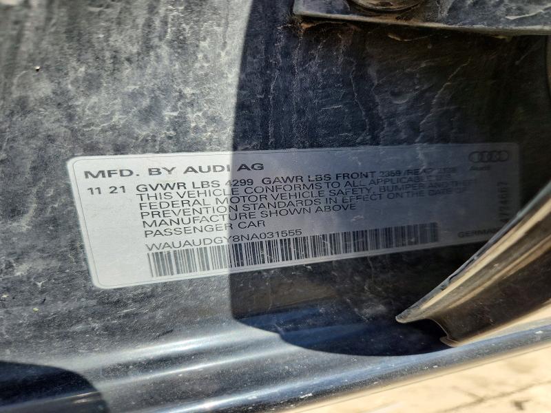 Продажа на аукционе авто 2022 Audi A3, vin: WAUAUDGY8NA031555, номер лота: 62577456