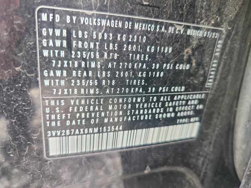 Aukcja sprzedaży 2022 Volkswagen Tiguan, vin: 3VV2B7AX6NM153544, numer aukcji: 59219686