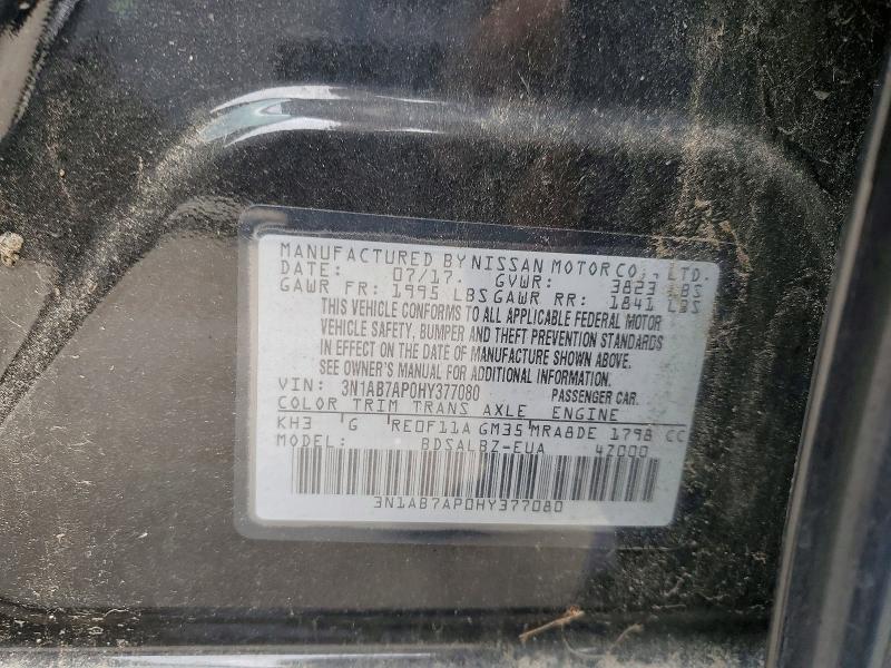 Продажа на аукционе авто 2017 Nissan Sentra, vin: 3N1AB7AP0HY377080, номер лота: 60700706
