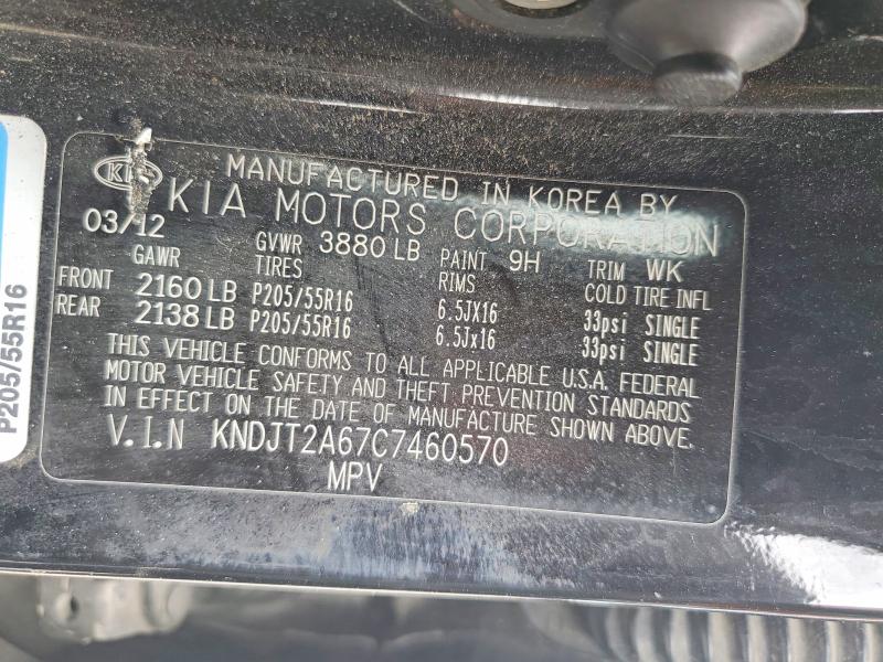 61411546 :رقم المزاد ، KNDJT2A67C7460570 vin ، 2012 Kia Soul مزاد بيع