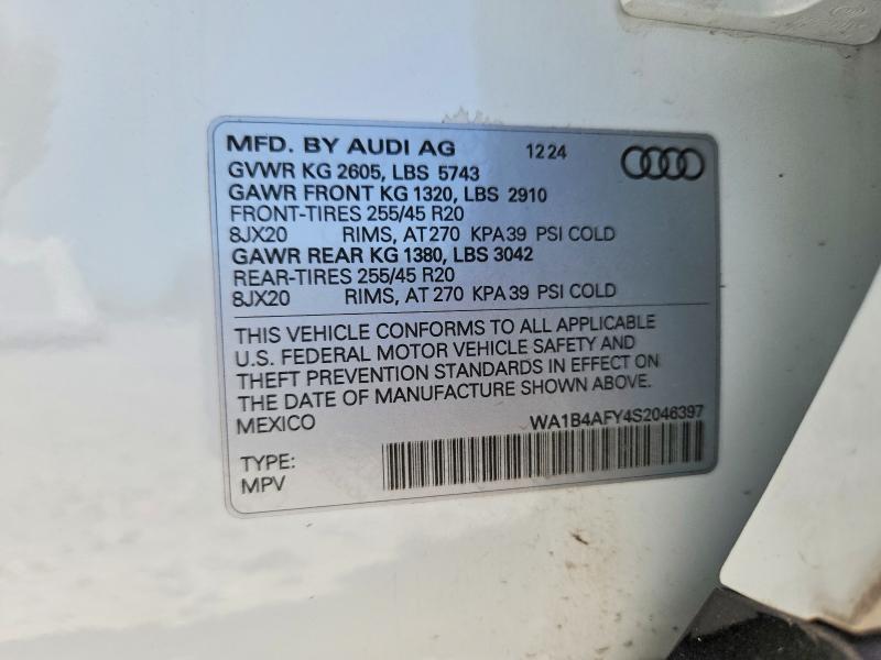 Aukcja sprzedaży 2025 Audi Sq5, vin: WA1B4AFY4S2046397, numer aukcji: 62696396