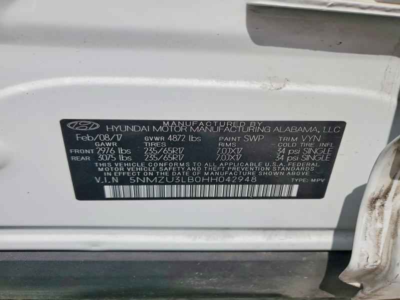 85455055 :رقم المزاد ، 5NMZU3LB0HH042948 vin ، 2017 Hyundai Santa Fe Sport مزاد بيع