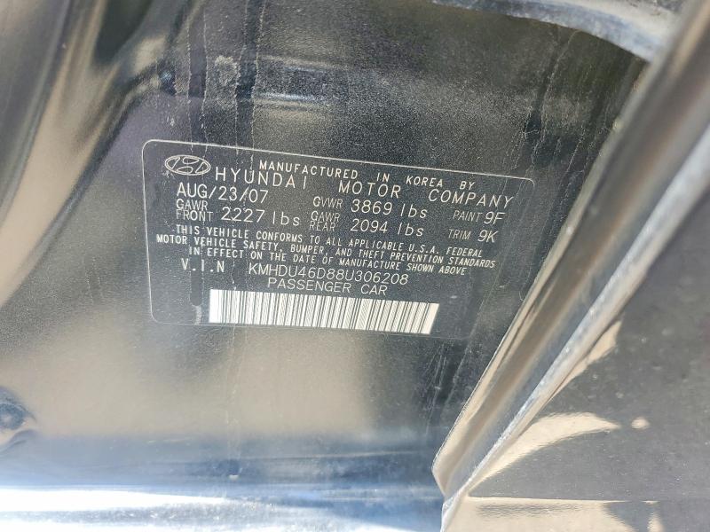 Aukcja sprzedaży 2008 Hyundai Elantra, vin: KMHDU46D88U306208, numer aukcji: 62928456