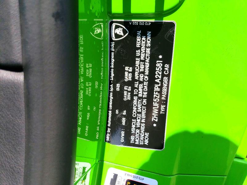 Продажа на аукционе авто 2023 Lamborghini Huracan, vin: ZHWUF5ZF1PLA22581, номер лота: 62600726