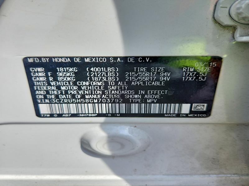 Продажа на аукционе авто 2016 Honda Hr-v, vin: 3CZRU5H58GM703792, номер лота: 61928186
