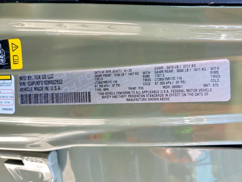 Продажа на аукционе авто 2025 Jeep Wrangler, vin: 1C4PJXFG1SW652652, номер лота: 63027496