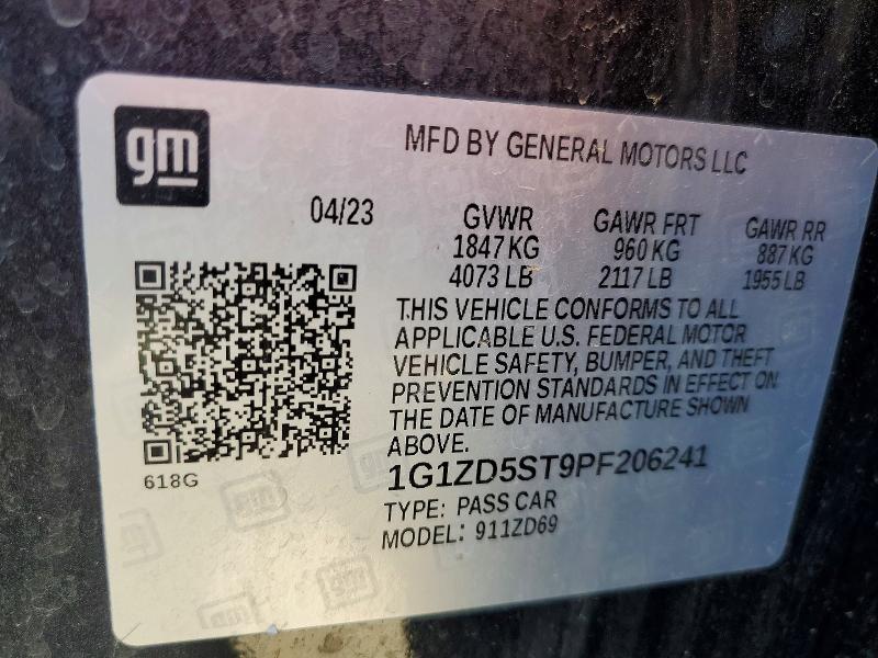 Aukcja sprzedaży 2023 Chevrolet Malibu, vin: 1G1ZD5ST9PF206241, numer aukcji: 59601126