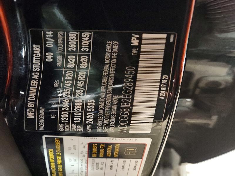 60798766 :رقم المزاد ، WDCGG8JB2EG289450 vin ، 2014 Mercedes-benz Glk مزاد بيع