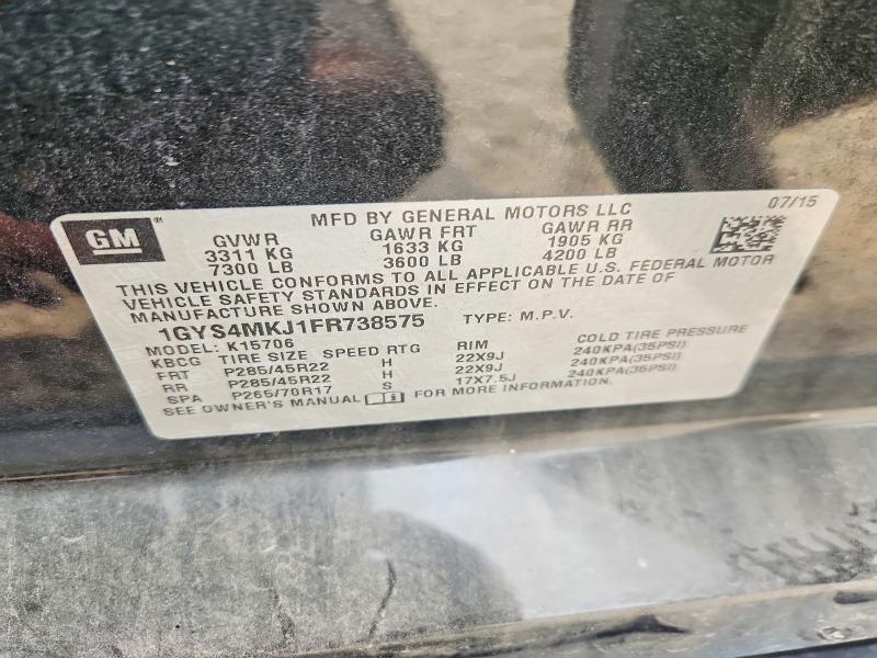 Продаж на аукціоні авто 2015 Cadillac Escalade, vin: 1GYS4MKJ1FR738575, номер лоту: 63054386