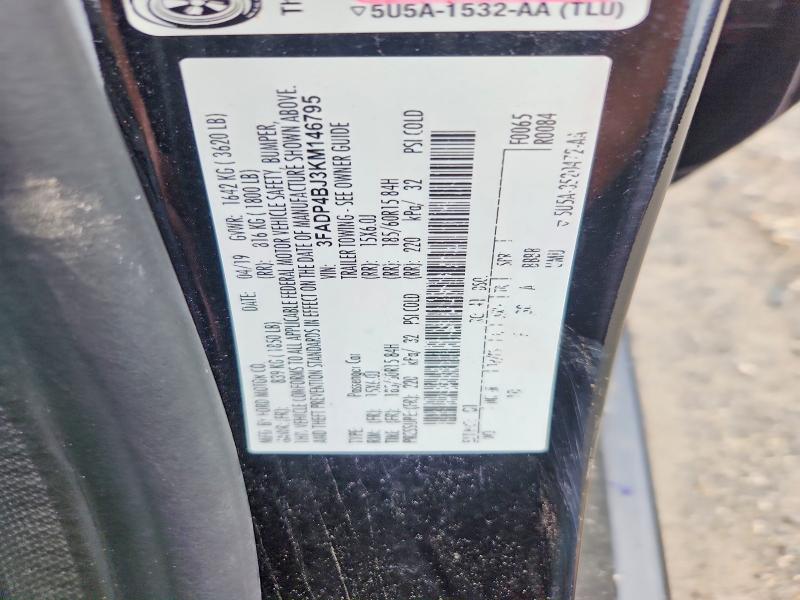 62568306 :رقم المزاد ، 3FADP4BJ3KM146795 vin ، 2019 Ford Fiesta مزاد بيع