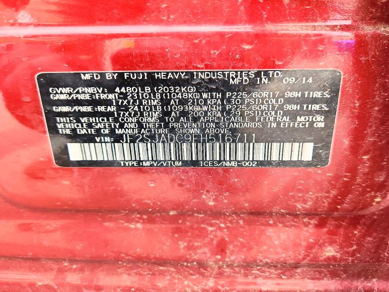 Aukcja sprzedaży 2015 Subaru Forester, vin: JF2SJADC9FH516711, numer aukcji: 62290956