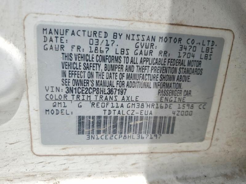 Aukcja sprzedaży 2017 Nissan Versa Note, vin: 3N1CE2CP8HL367197, numer aukcji: 85792185