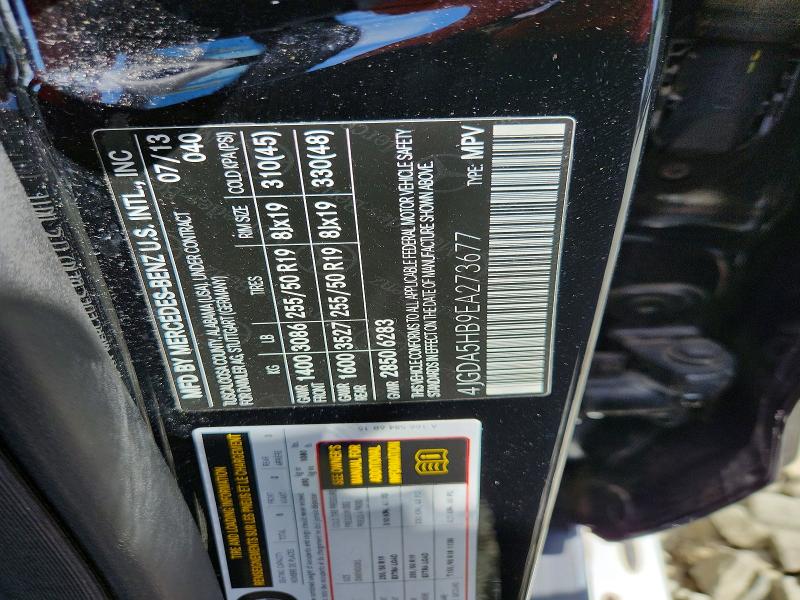61816956 :رقم المزاد ، 4JGDA5HB9EA273677 vin ، 2014 Mercedes-benz Ml مزاد بيع