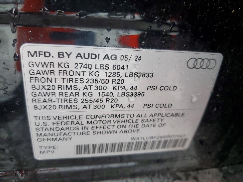 Продаж на аукціоні авто 2024 Audi Q4 E-tron, vin: WA1LUBFZ8RP077541, номер лоту: 58691646