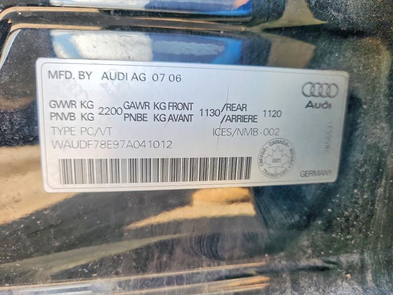 Продажа на аукционе авто 2007 Audi A4, vin: WAUDF78E97A041012, номер лота: 60469946