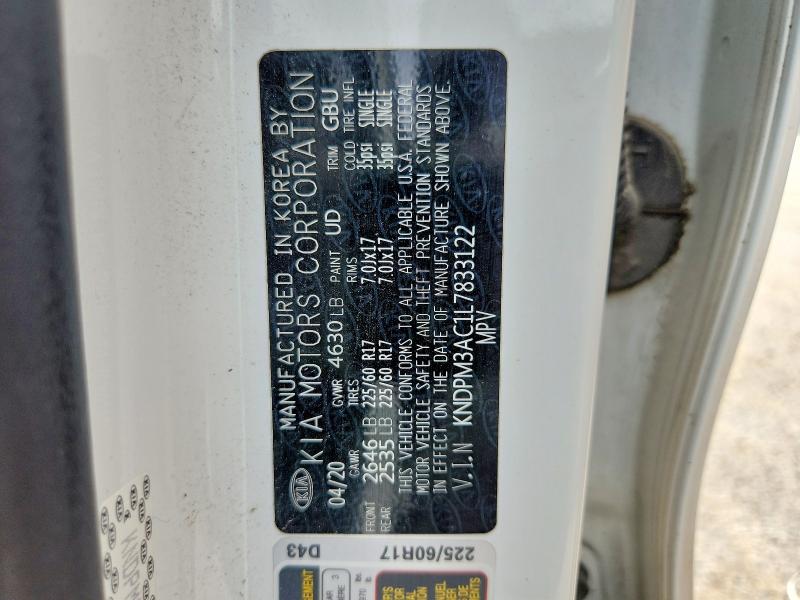 2020 Kia Sportage მანქანა იყიდება აუქციონზე, vin: KNDPM3AC1L7833122, აუქციონის ნომერი: 60645106