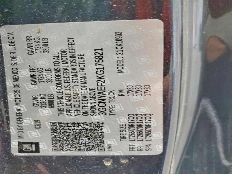 Продаж на аукціоні авто 2019 Chevrolet Silverado, vin: 3GCNYAEF2KG175821, номер лоту: 59816606