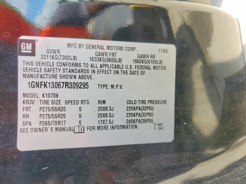 Aukcja sprzedaży 2007 Chevrolet Tahoe, vin: 1GNFK13067R309295, numer aukcji: 60167306