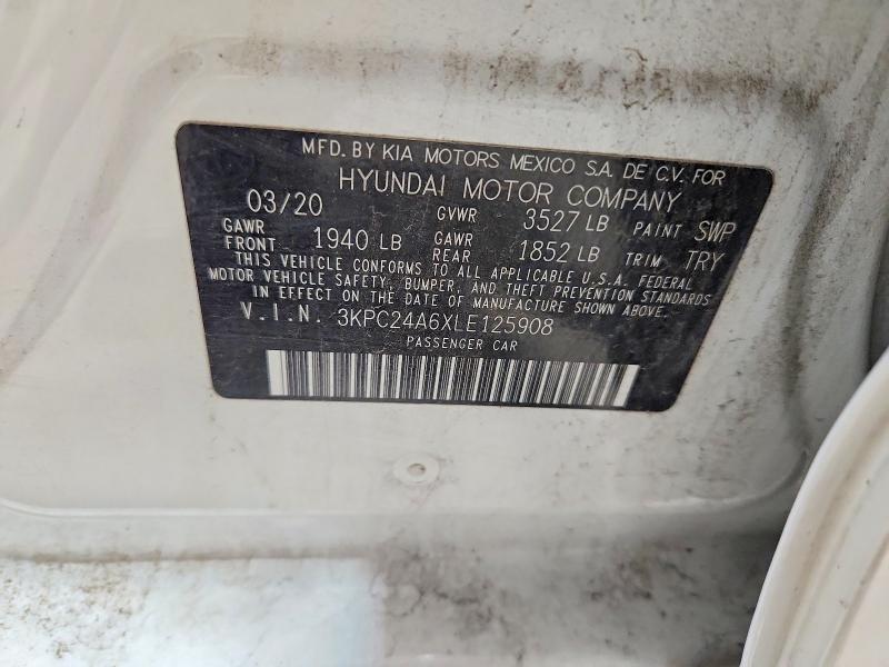 Aukcja sprzedaży 2020 Hyundai Accent, vin: 3KPC24A6XLE125908, numer aukcji: 62761946